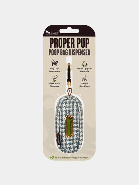 Distributeur sacs à crottes pour chien en tissu - Tweed Bleu et Blanc