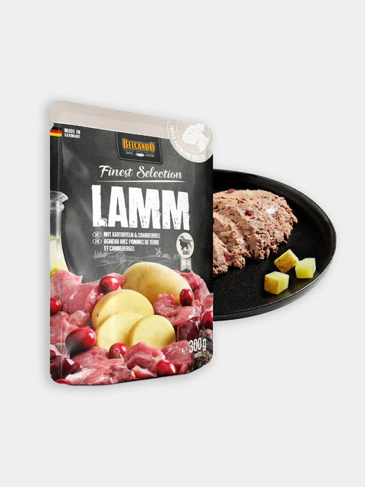 Topping pour chien - Finest Selection Recette à l'agneau 🐑 et canneberges - Belcando