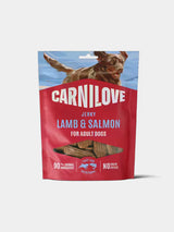 Friandises jerky pour chien - agneau et saumon - 90 % de viande, haute teneur en protéines, Enrichies en extrait de romarin (antioxydant naturel)