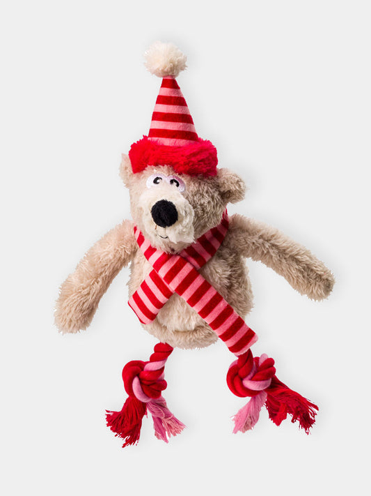 Peluche de Noël pour chien - Ours en écharpe - House of Paws