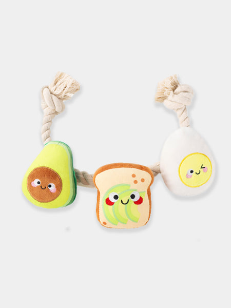 Jouet en peluche et corde - Avocado Toast and Egg 🥑🍳 - HugSmart