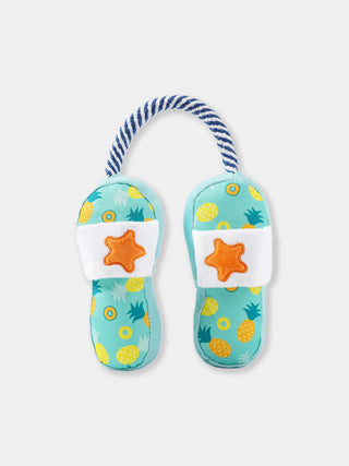Jouet en peluche et corde pour chien - beach daze tongues - Design tongues, thème plage, Squeaker intégré, Signé