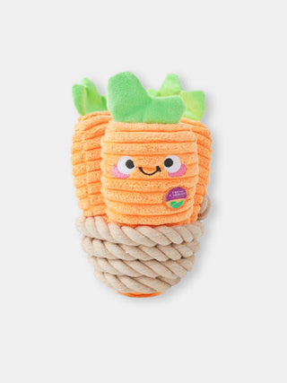 Jouet en peluche pour chien avec corde - carotte