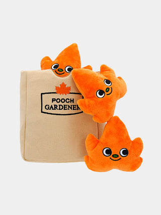 Jouet interactif pour chien - feuille d'automne - 3 petites feuilles couineuses à cacher, Jouet de fouille en forme de sac de feuilles