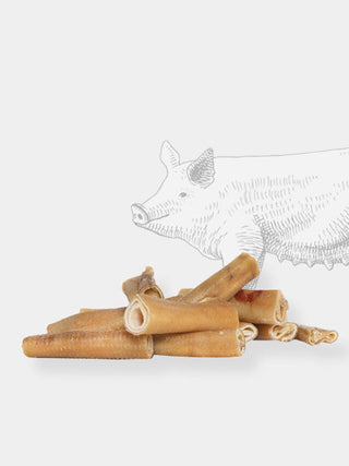 Friandise de mastication pour chien - peau de porc roulée avec couenne