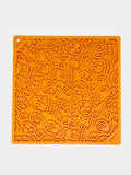 Tapis de léchage pour chien et chat - fantôme orange - Design Halloween au motif resserré, Caoutchouc naturel, non toxique