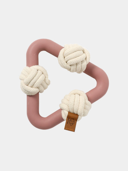 Triangle en caoutchouc et corde pour chien - Milou Rose
