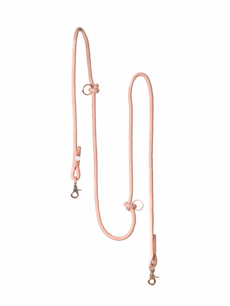 Laisse pour chien "mains libres" en corde - Powder rose (Rose poudré) - Furlou
