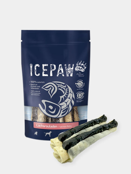 Peau de bœuf roulée avec de la peau de saumon - Icepaw