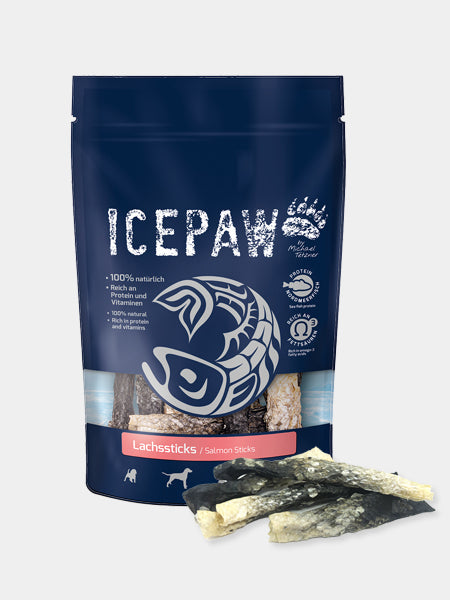 Sticks enroulés de Saumon séchée à mâcher - Icepaw