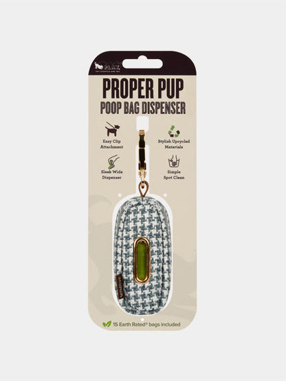 Distributeur sacs à crottes pour chien en tissu - Tweed Bleu et Blanc