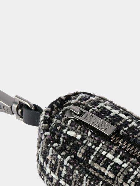 Distributeur sacs à crottes pour chien en tissu - Tweed Noir et Gris