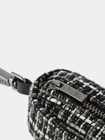 Distributeur sacs à crottes pour chien en tissu - Tweed Noir et Gris
