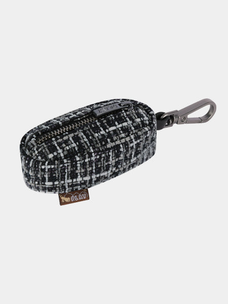 Distributeur sacs à crottes pour chien en tissu - Tweed Noir et Gris