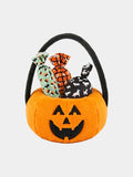 Jouet d'occupation pour chien - citrouille d'halloween - 3 bonbons en peluche à couineur cachés, Garnissage PlanetFill 100% recyclé