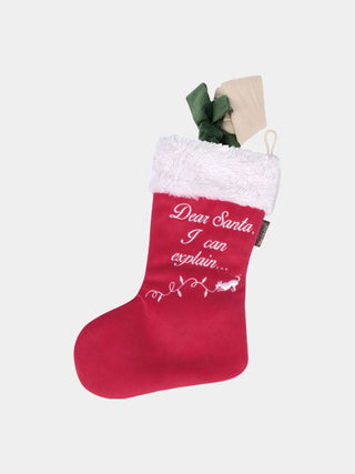 Jouet en peluche pour chien - chaussette de noël - Édition de Noël, Os en peluche caché à l'intérieur, Couine légèrement, papier sonore