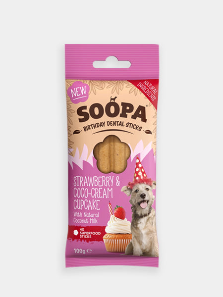 Bâtonnets à mâcher pour chien - Cupcake Coco et Fraise 🧁🥥🍓 - Soopa