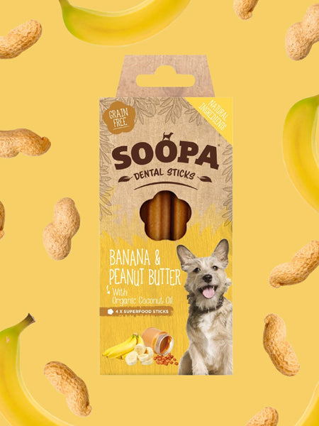 Bâtonnets à mâcher pour chien - Banane et Beurre de cacahuète