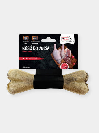 Os à mâcher pour chien - bœuf canard - Peau de bœuf et farce au canard, Touche de framboise dans la farce, Disponible en 13,5 cm ou 22 cm