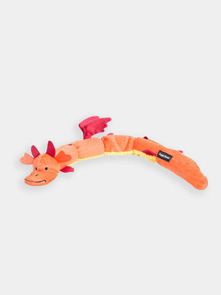 Peluche pour chien - zippy dragon rouge - 5 squeakers intégrés, Design unique et adorable, Occupe l'attention mentale du chien