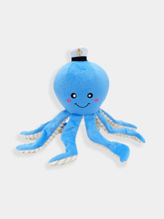 Peluche pour chien - ollie la pieuvre - Équipée d’une corde pour le jeu de tir, Squeaker intégré, Papier froissé pour plus de stimulation