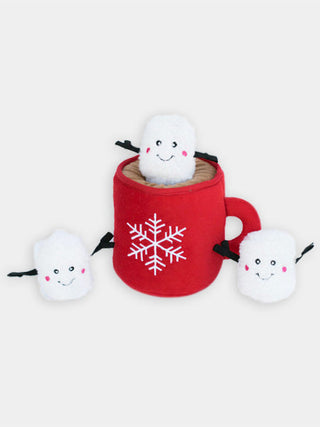 Jouet d'occupation pour chien - chocolat chaud - 3 petits marshmallows avec squeaker intégré, Jouet de fouille à cacher/retrouver