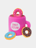 Jouet d'occupation pour chien - mug à donuts - 1 mug et 3 donuts sonores, Squeaker à l’intérieur de chaque donut