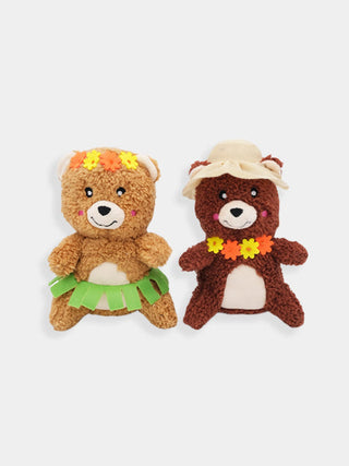 Duo de peluches pour chien - cheeky chumz - oursons hawaïens