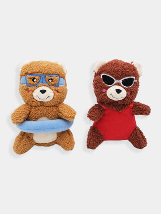 Duo de peluches pour chien - cheeky chumz - oursons nageurs - Un squeaker dans chaque peluche, Collection, ultra douce, Design mignon